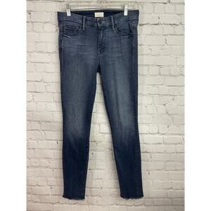 Mother High Waisted Looker Ankle Fray SZ 27 Jeans Repeating Love Wash 29x27.5